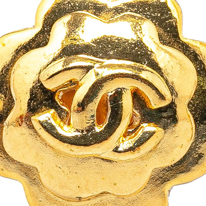 Chanel CC Flower Clip On Earrings Metal Earrings in Good condition