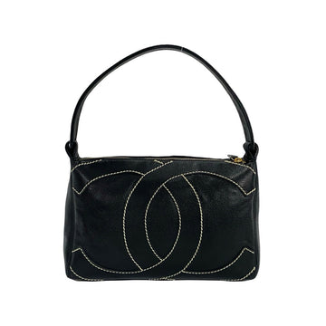 CHANEL Shoulder Bag Matt caviar skin black Wild stitch