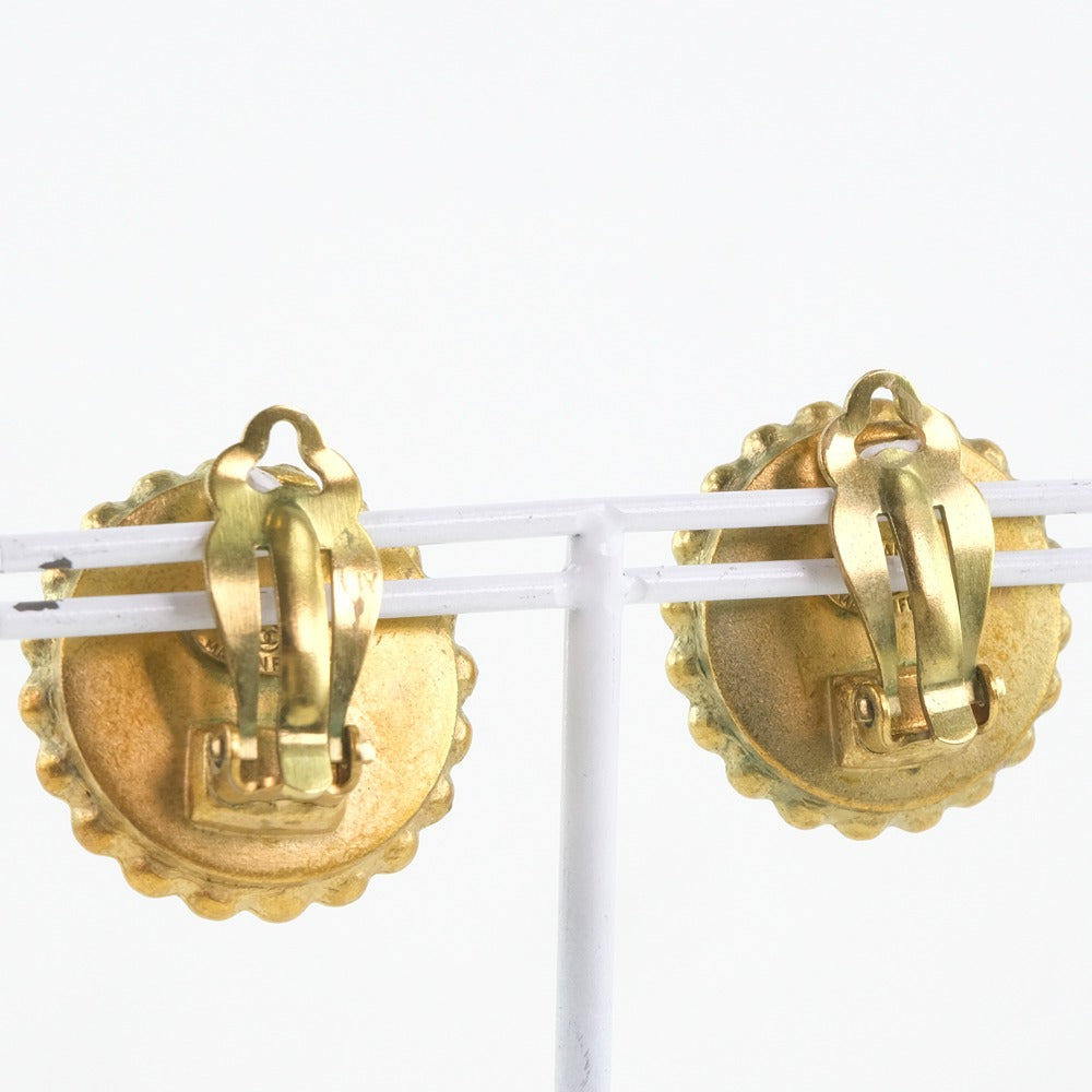 CHANEL Earring Plated Gold black vintage COCO Mark Women Used
