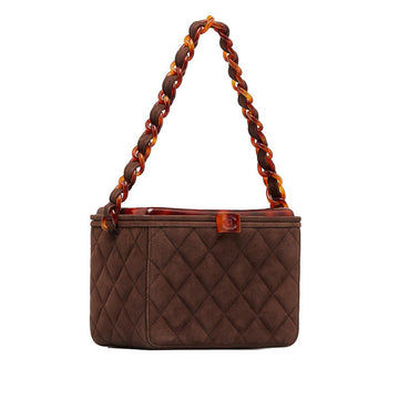 Chanel CC Quilted Suede Chain Vanity Bag Suede Vanity Bag in Good condition
