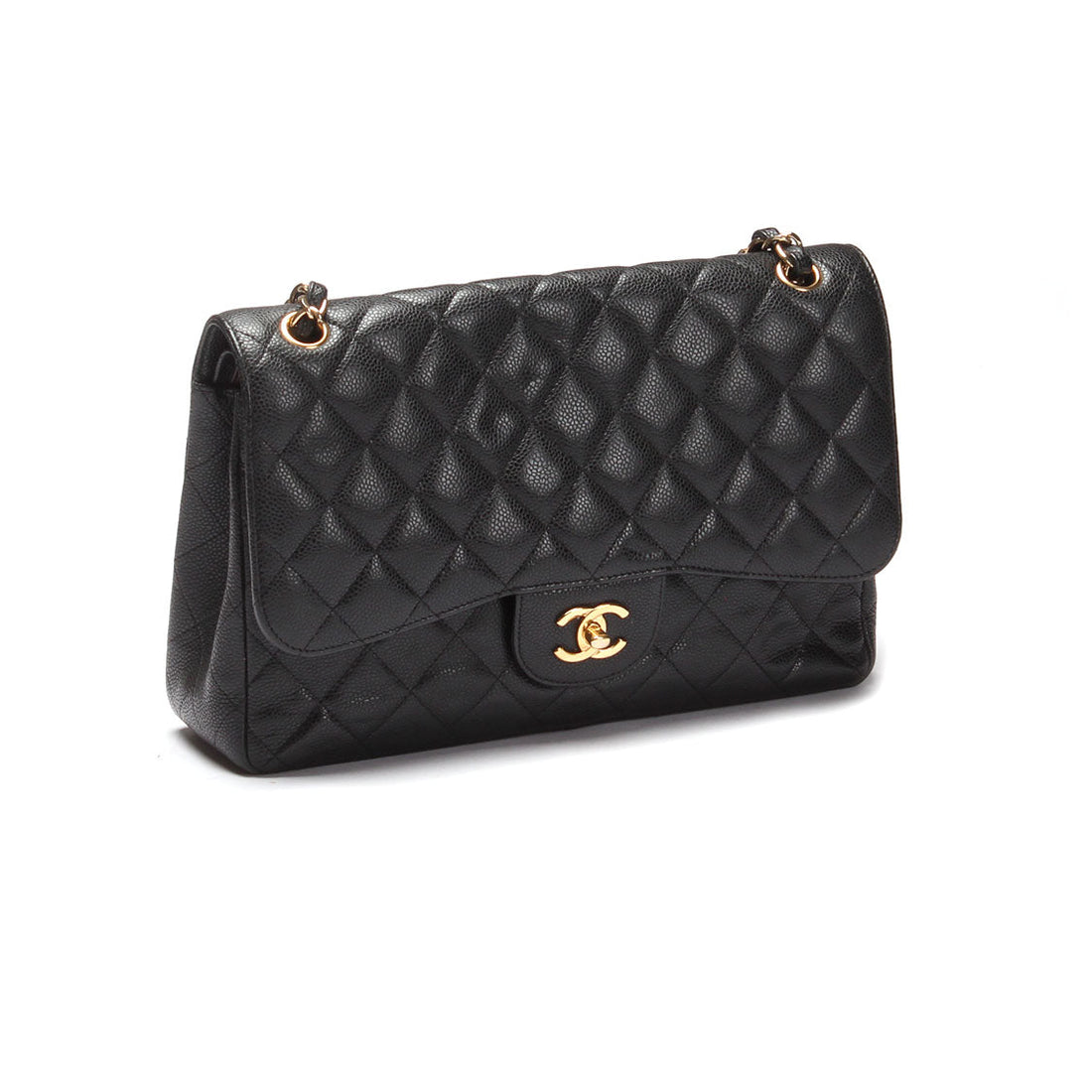 Chanel Caviar Jumbo Classic Flap Bag Leather Shoulder Bag in Excellent condition
