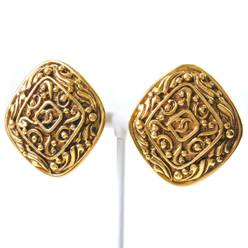 CHANEL Earring Plated Gold gold vintage Rhombus COCO Mark Women Used