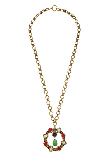 Chanel,  Gold & Multi Gripoix Pendant Necklace, Multi