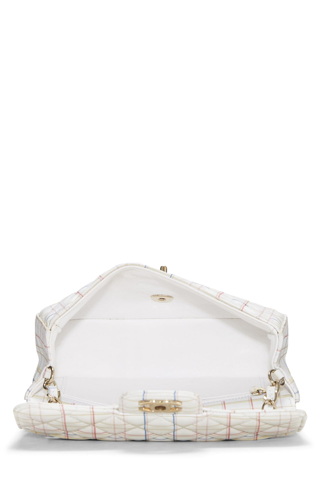 Chanel,  White & Multicolor Plaid Calfskin Rectangular Flap Mini, Multi