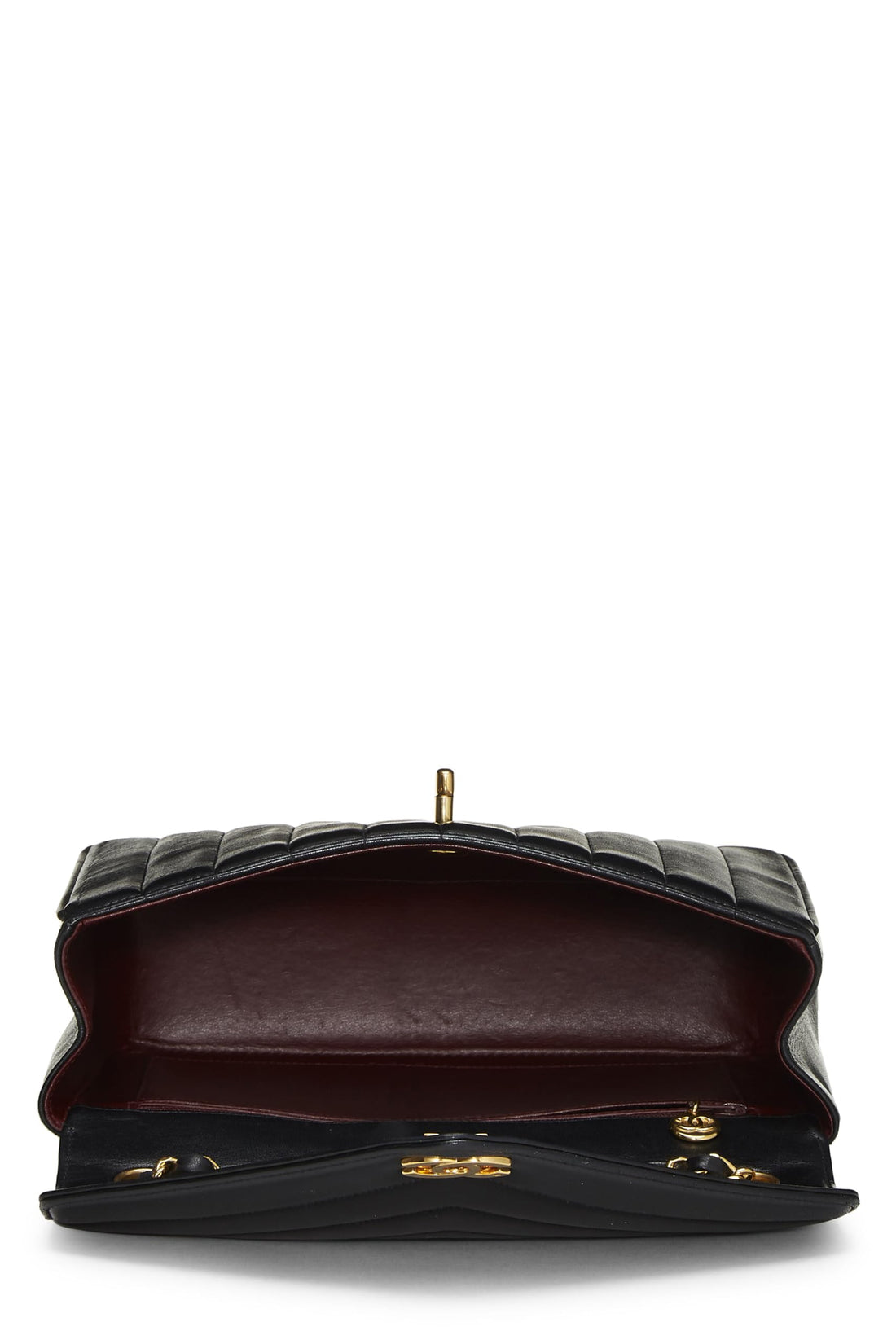 Chanel,  Black Chevron Lambskin Envelope Flap Small, Black
