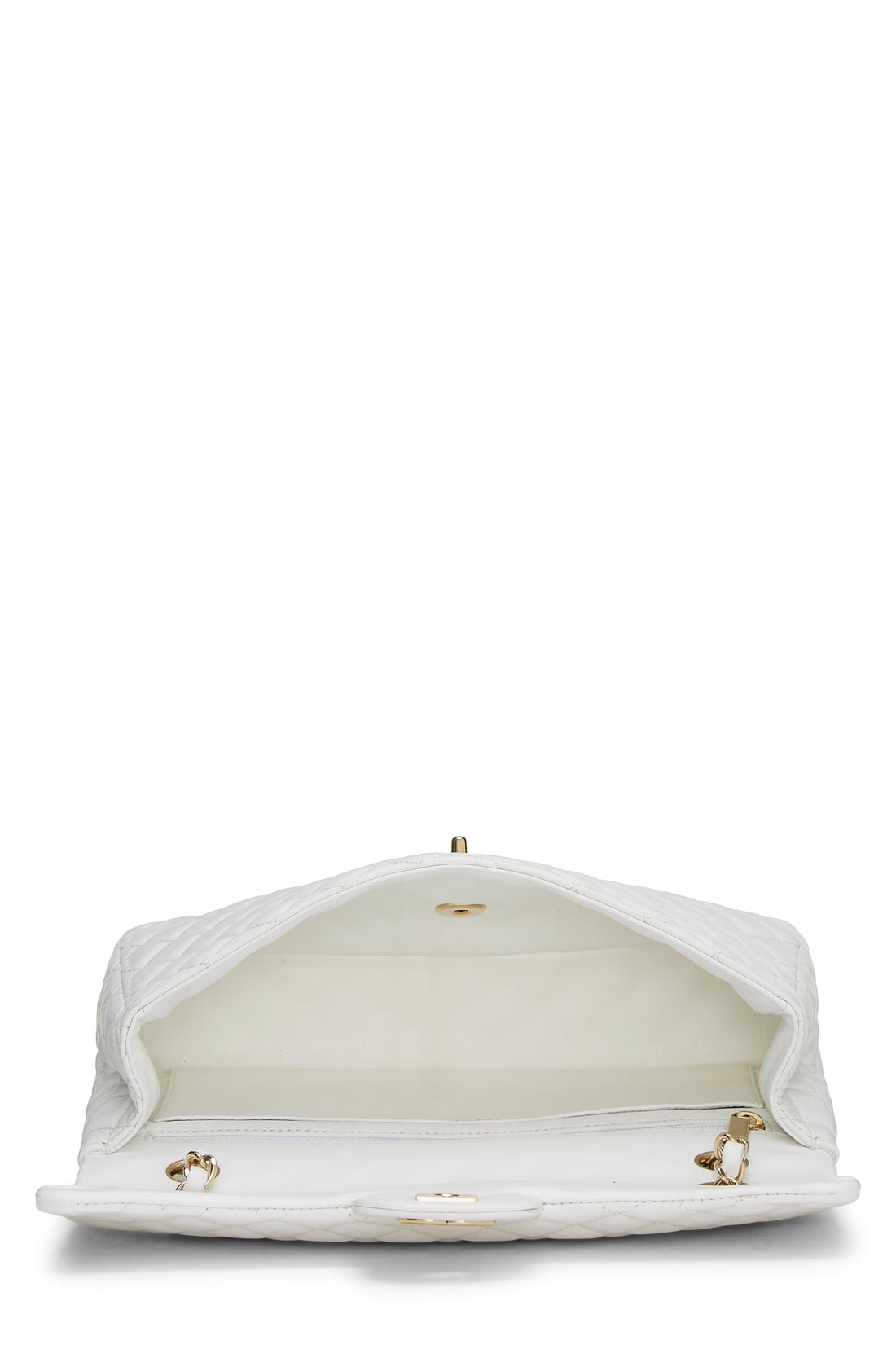 Chanel,  White Quilted Lambskin Valentine Flap Medium, White