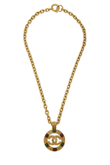 Chanel,  Gold Filigree & Multicolor Gripoix Necklace, Gold