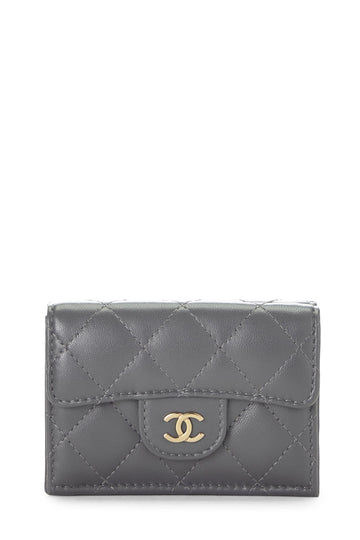 Chanel,  Grey Quilted Calfskin 'CC' Compact Wallet, Grey
