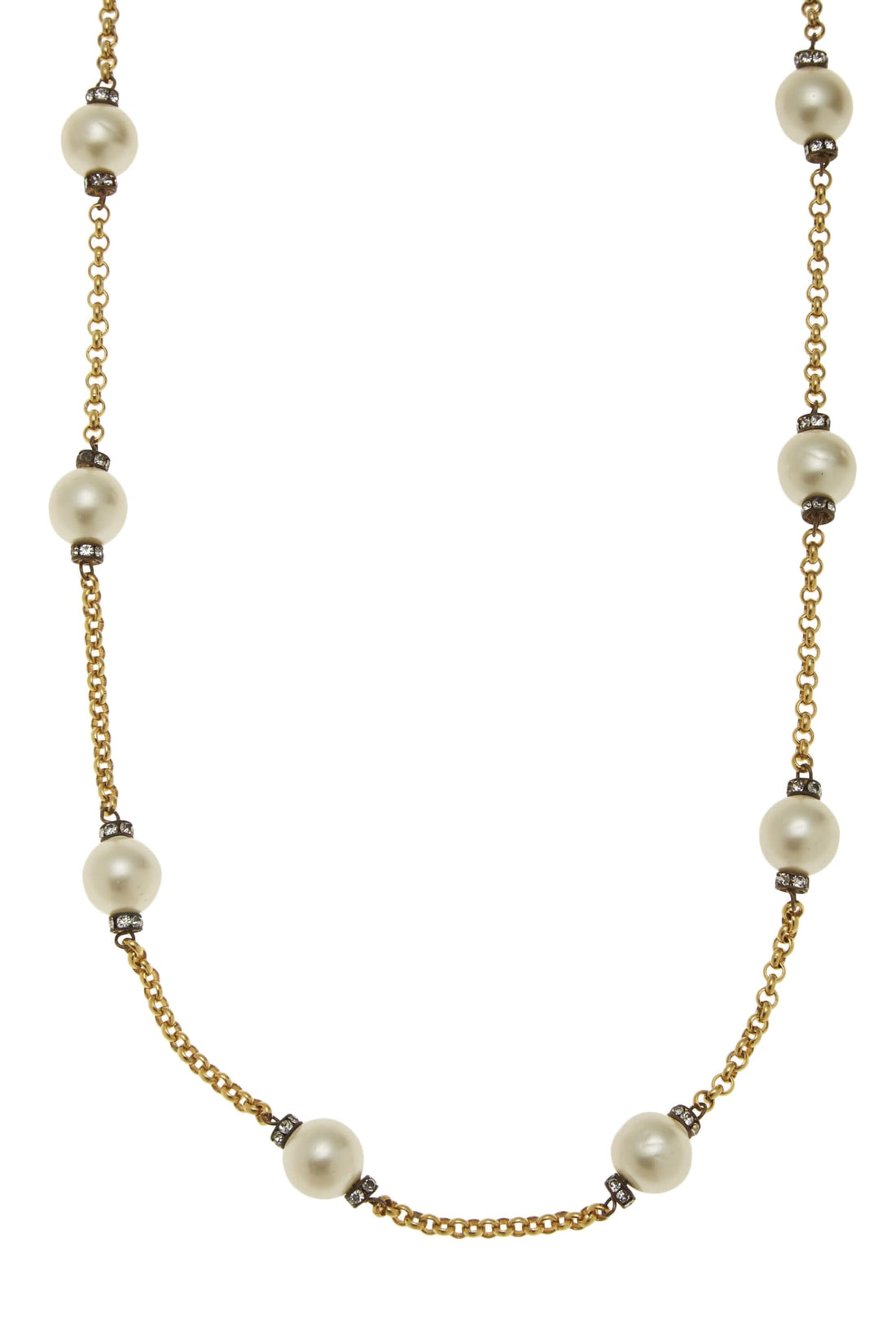 Chanel,  Faux Pearl & Crystal Necklace, Gold