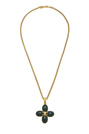 Chanel,  Gold 'CC' Clover Necklace, Green