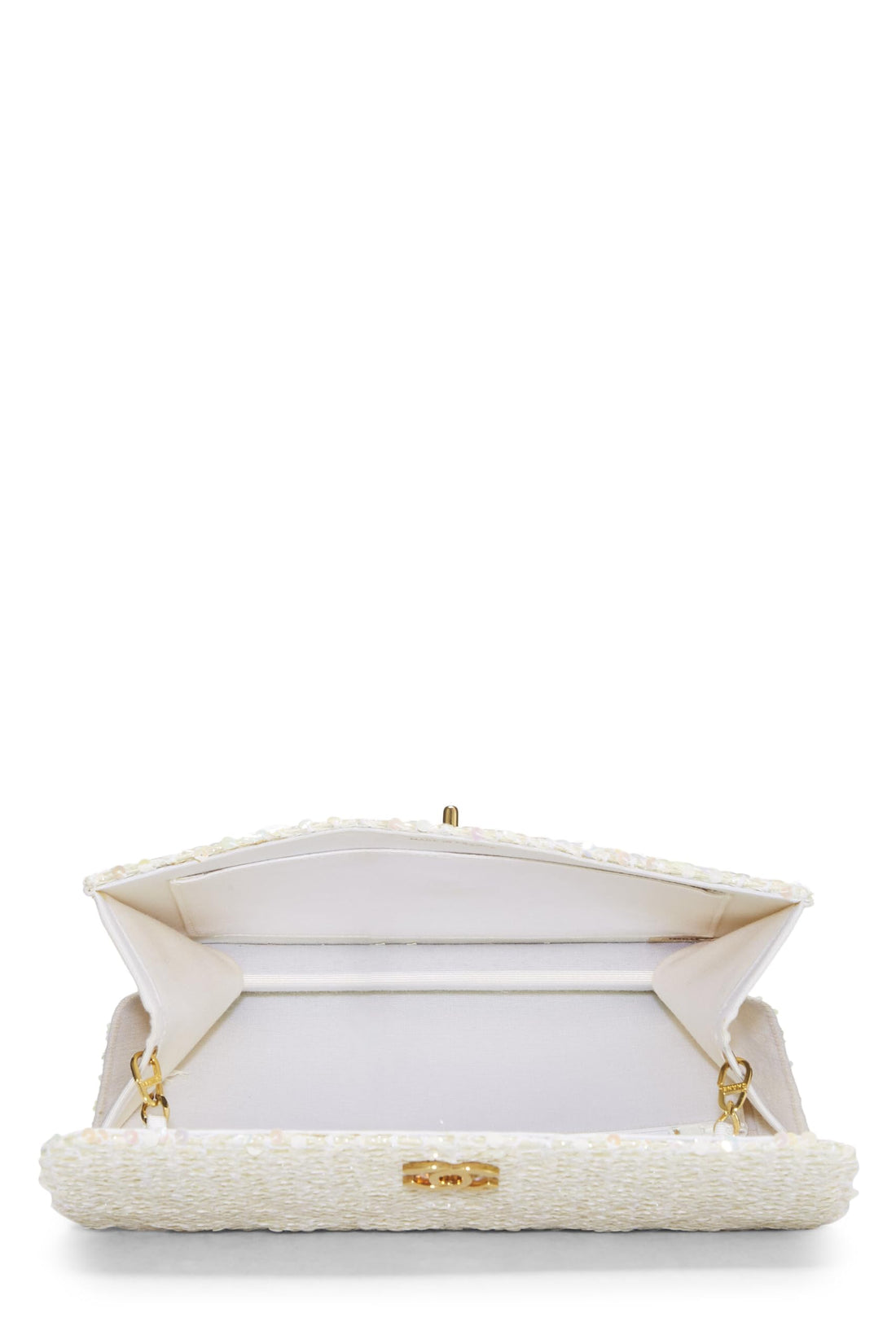 Chanel,  White Sequin Half Flap Medium, White