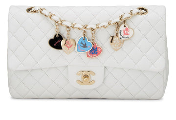 Chanel,  White Quilted Lambskin Valentine Flap Medium, White