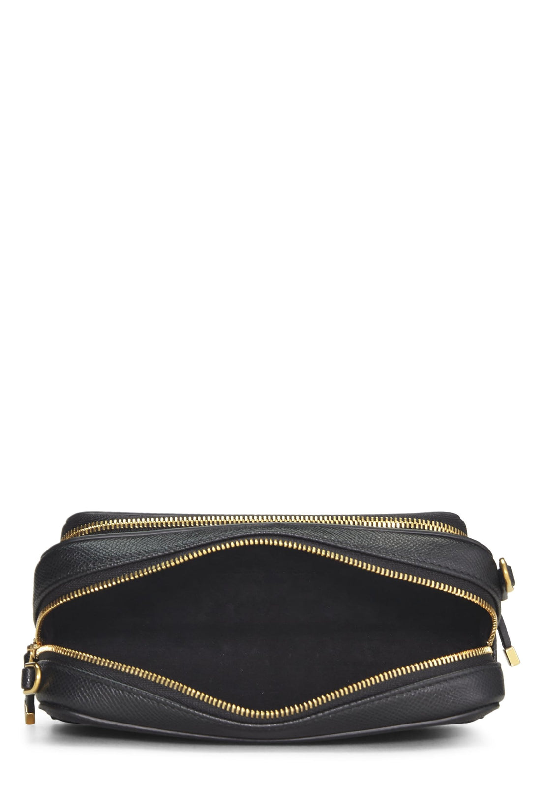 Dior, Black Calfskin Caro Double Pouch Crossbody, Black