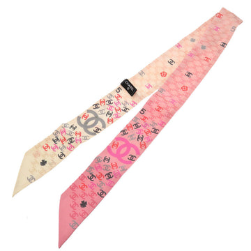 CHANEL scarf silk pink COCO Mark Clover