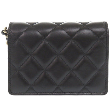 CHANEL Shoulder Bag lambskin black Matelasse Camellia COCO Mark Ribbon