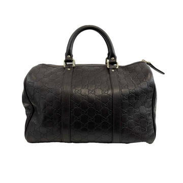 GUCCI - Embossed Leather Monogram Speedy Medium Brown Top Handle Bag