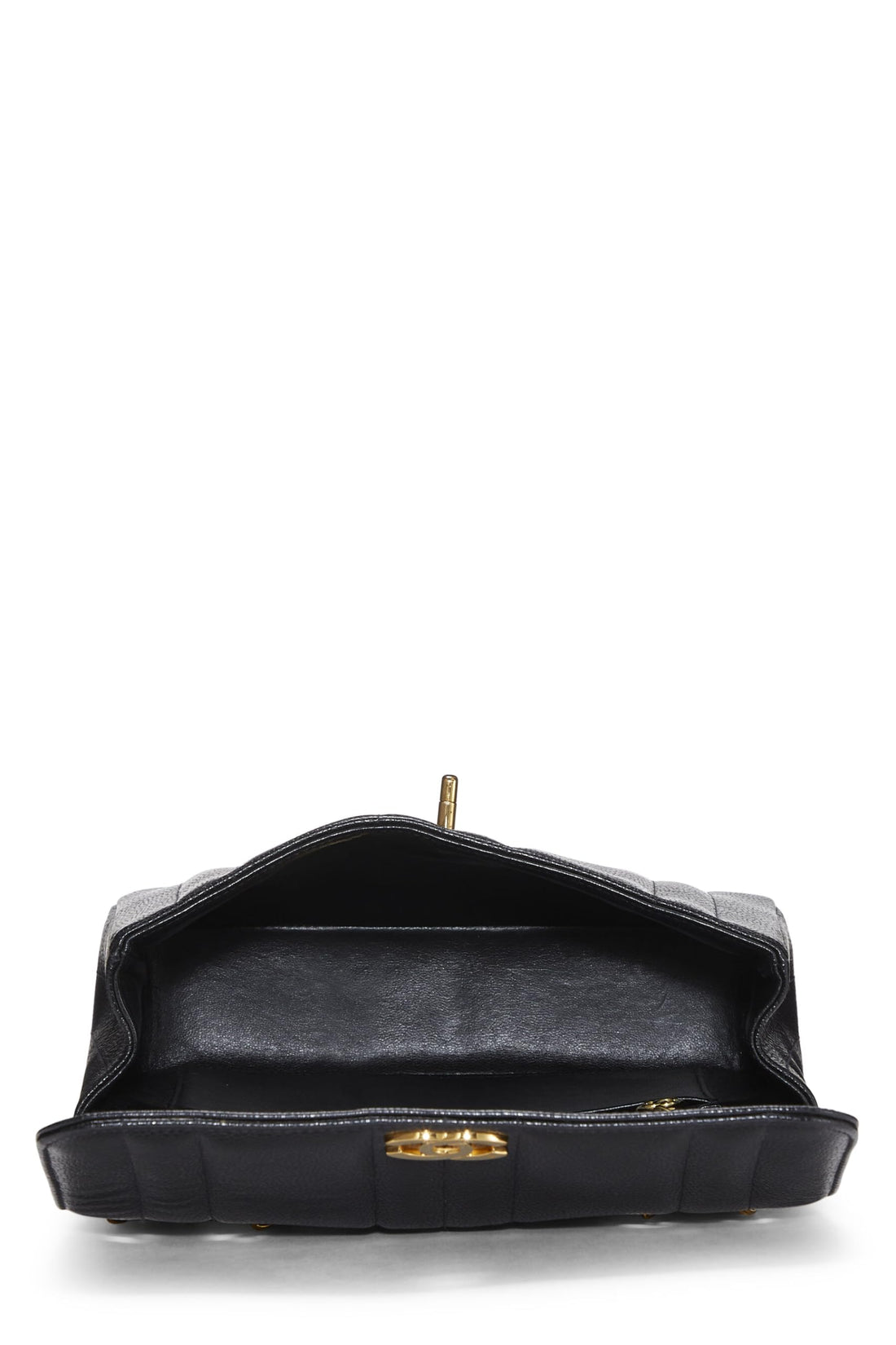 Chanel,  Black Vertical Caviar Half Flap Small, Black