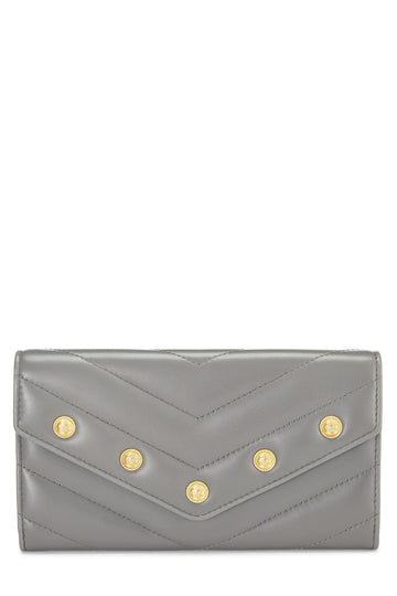 Chanel,  Grey Lambskin Chevron Stud Wallet, Grey