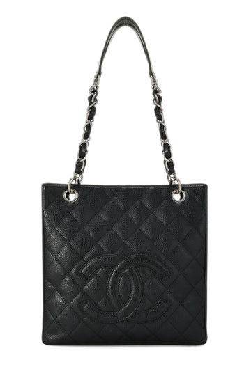 Chanel,  Black Quilted Caviar Petite Shopping Tote (PST), Black