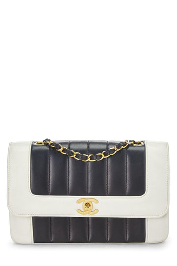 Chanel,  Black Lambskin Vertical Border Half Flap Bag Small, Multi