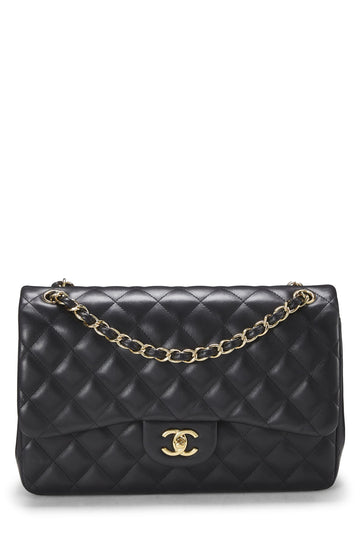 Chanel,  Black Quilted Lambskin New Classic Double Flap Jumbo, Black