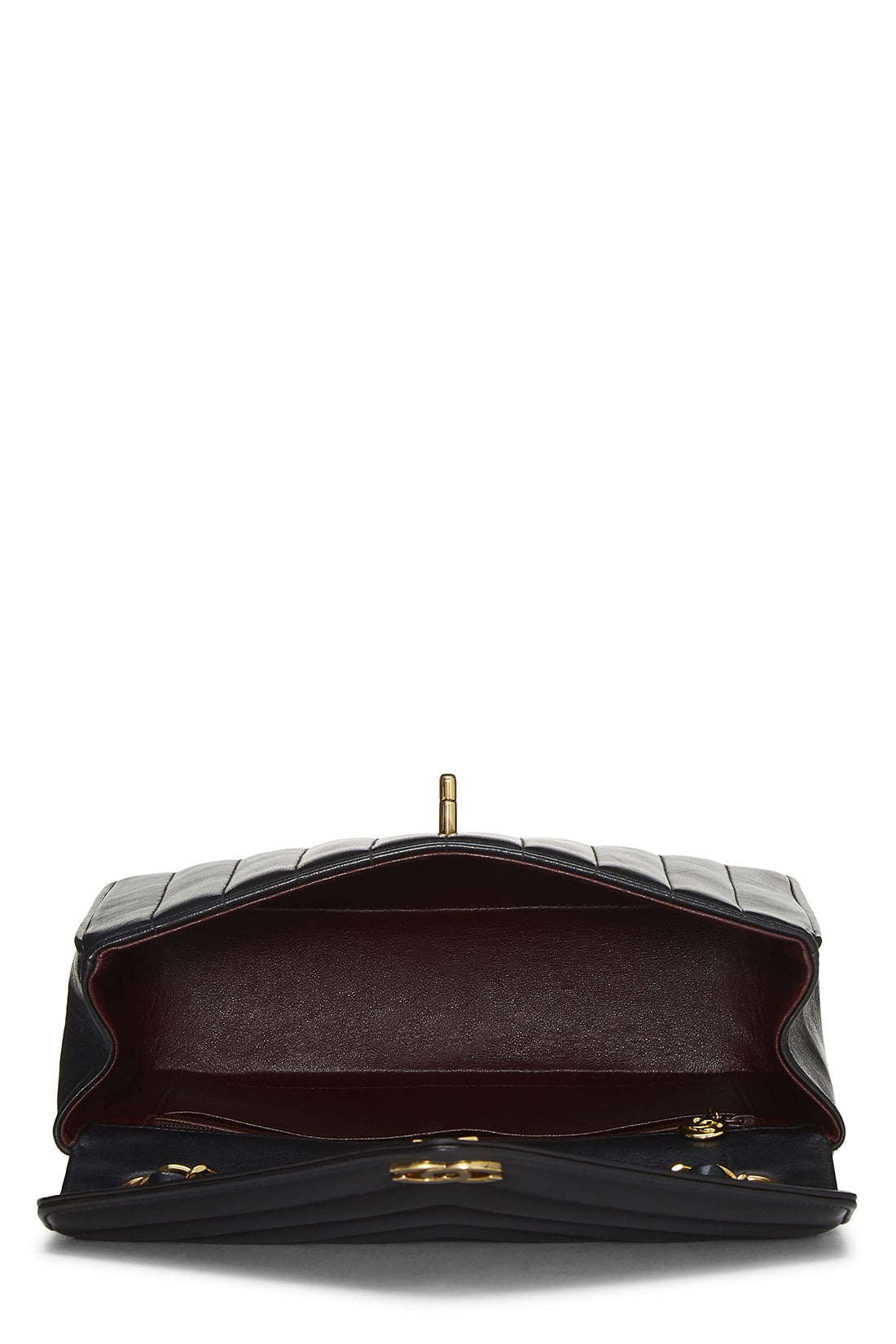 Chanel,  Black Lambskin Chevron Envelope Flap Small, Black