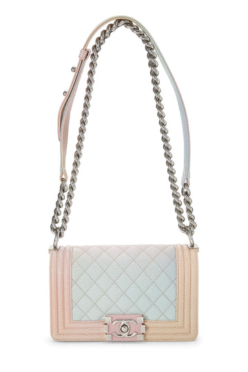 Chanel,  Rainbow Quilted Caviar Boy Bag Small, Pink