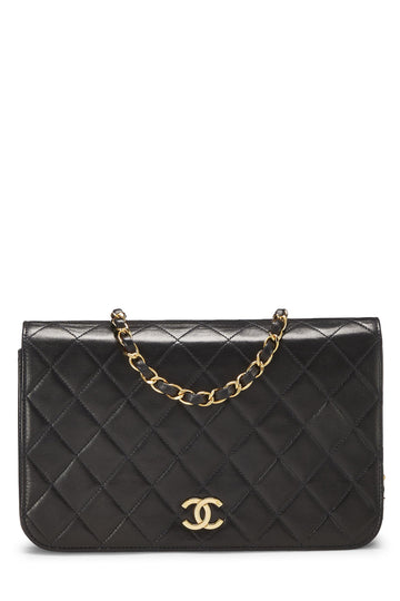 Chanel,  Black Quilted Lambskin Snap Full Flap Small, Black
