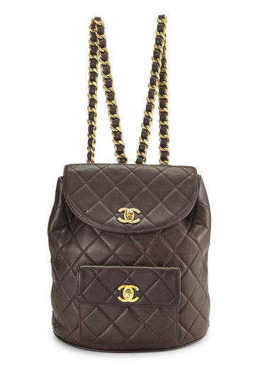 Chanel,  Brown Quilted Lambskin 'CC' Classic Backpack Small, Brown