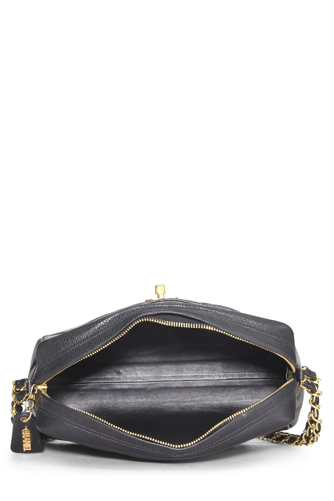 Chanel,  Black Quilted Caviar Pocket Camera Bag Medium, Black