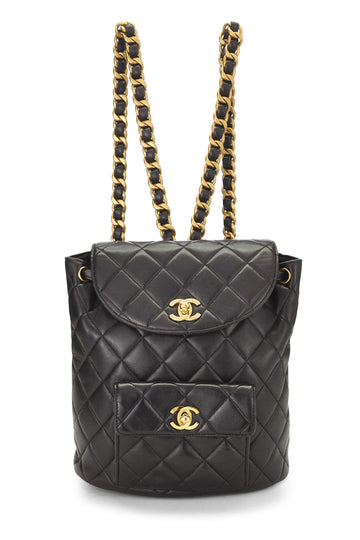 Chanel,  Black Quilted Lambskin 'CC' Classic Backpack Medium, Black