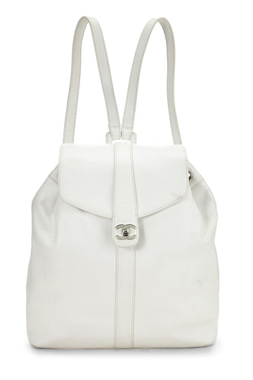 Chanel,  White Caviar Backpack Large, White