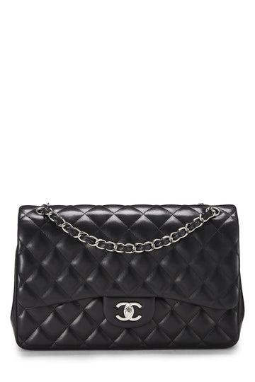 Chanel,  Black Quilted Lambskin New Classic Double Flap Jumbo, Black