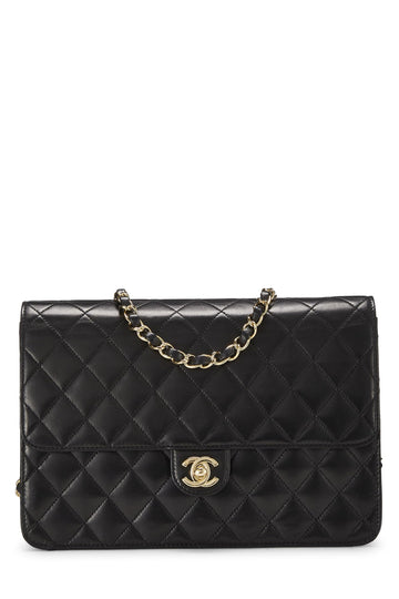Chanel,  Black Quilted Lambskin Turnlock Ex Flap Medium, Black