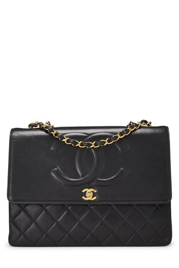 Chanel,  Black Lambskin 'CC' Flap Maxi, Black