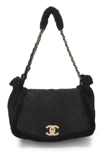Chanel,  Black Shearling Shoulder Bag Small, Black