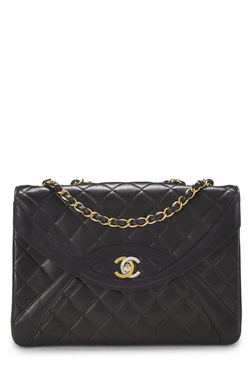 Chanel,  Black Quilted Lambskin Paris Limited Flap Medium, Black
