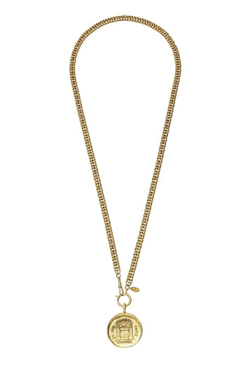 Chanel,  Gold Medallion Long Necklace, Gold