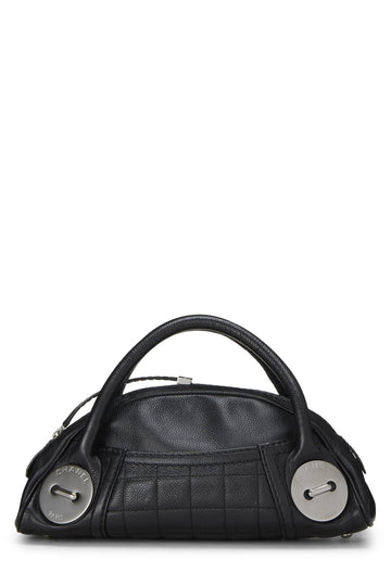 Chanel,  Black Leather Button Dome Satchel, Black