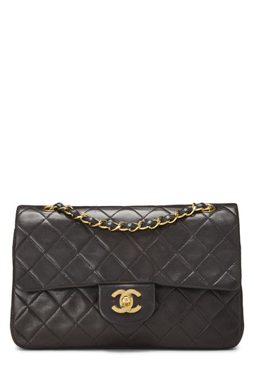 Chanel,  Black Quilted Lambskin Classic Double Flap Small, Black