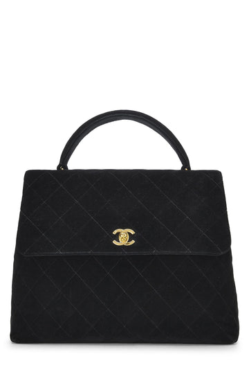 Chanel,  Black Quilted Velvet Kelly, Black