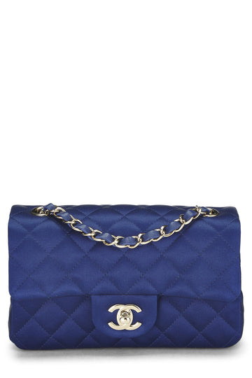 Chanel,  Navy Satin Rectangular Flap Small, Navy