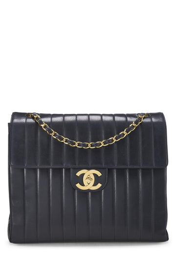 Chanel,  Navy Vertical Lambskin Half Flap XL, Navy