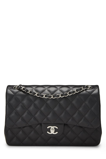 Chanel,  Black Quilted Lambskin New Classic Double Flap Jumbo, Black
