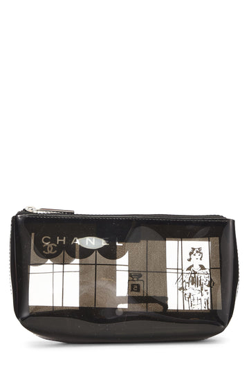 Chanel,  Clear & Black Vinyl Chanel Maison Pouch, Black