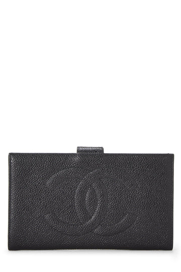 Chanel,  Black Caviar Timeless 'CC' Long Wallet, Black