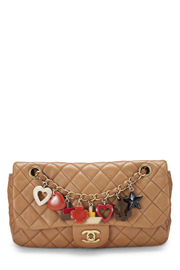Chanel,  Brown Quilted Lambskin Valentine Single Flap Medium, Brown