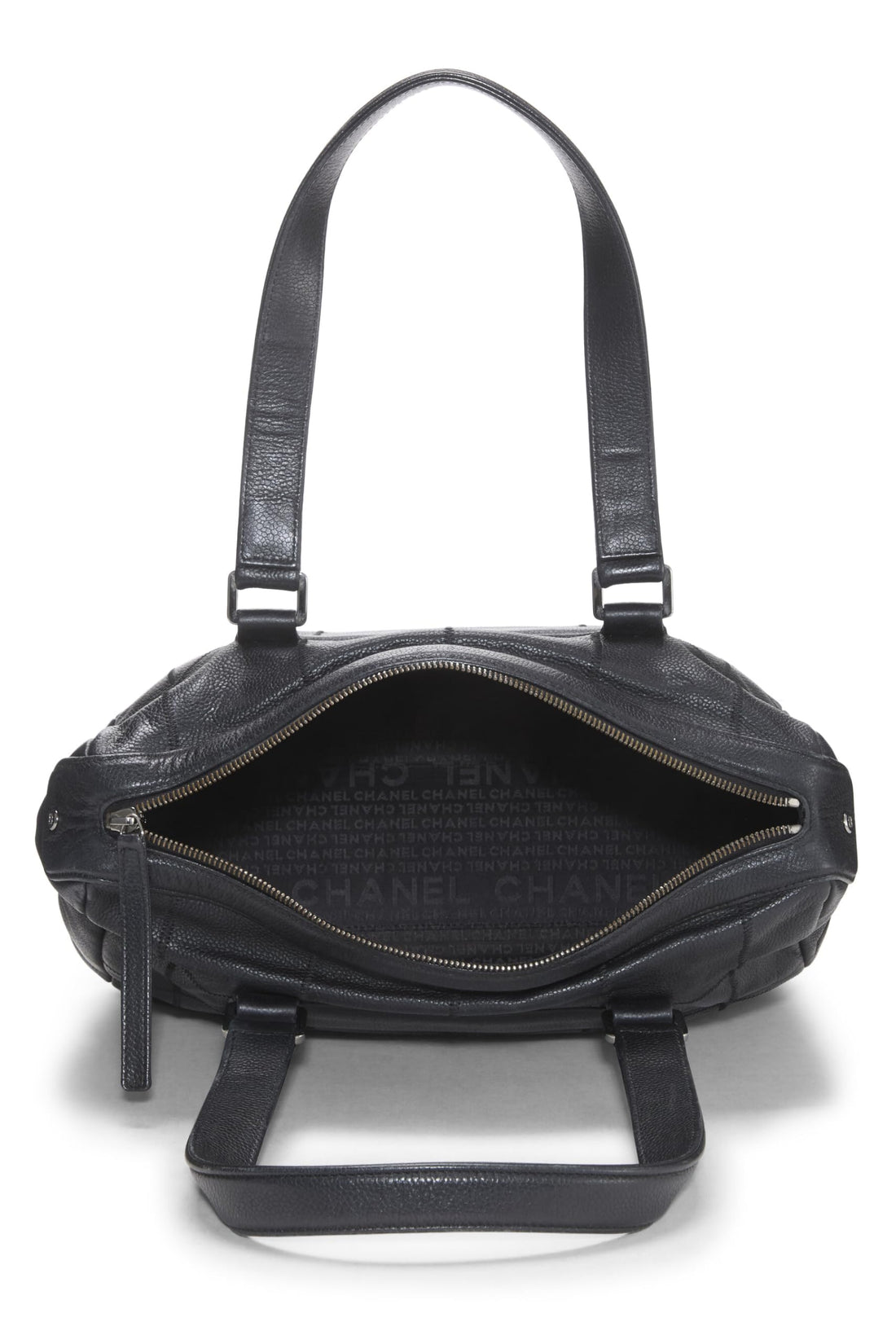 Chanel,  Black Calfskin Chocolate Bar Tote, Black