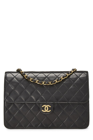 Chanel,  Black Quilted Lambskin Ex Flap Medium, Black