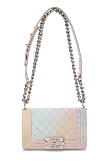 Chanel,  Rainbow Quilted Caviar Boy Bag Small, Multi